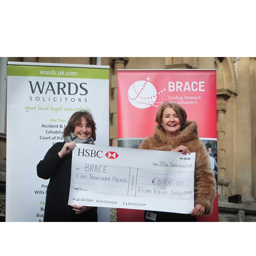 Supporting BRACE – £5,000 from Wards Solicitors to help fund vital medical research banner